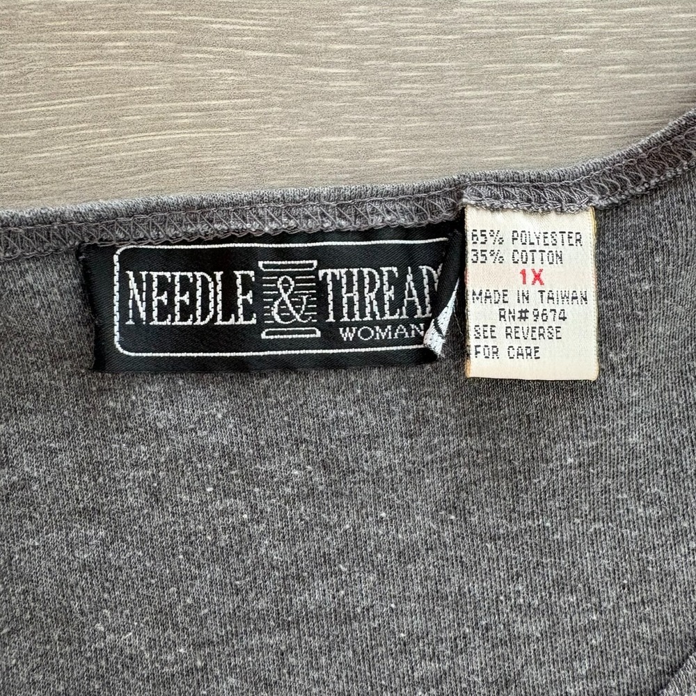 Needle & Thread Womens Gray Short Sleeve Cat Print Embroidered Dress Size 1X - Picture 12 of 15